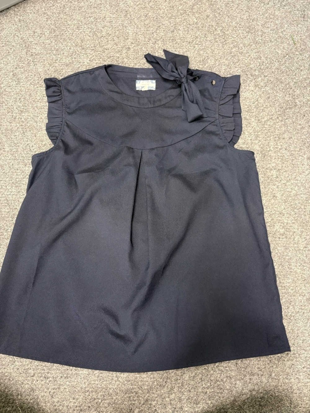 Sleeveless Navy Bow-Detail Blouse